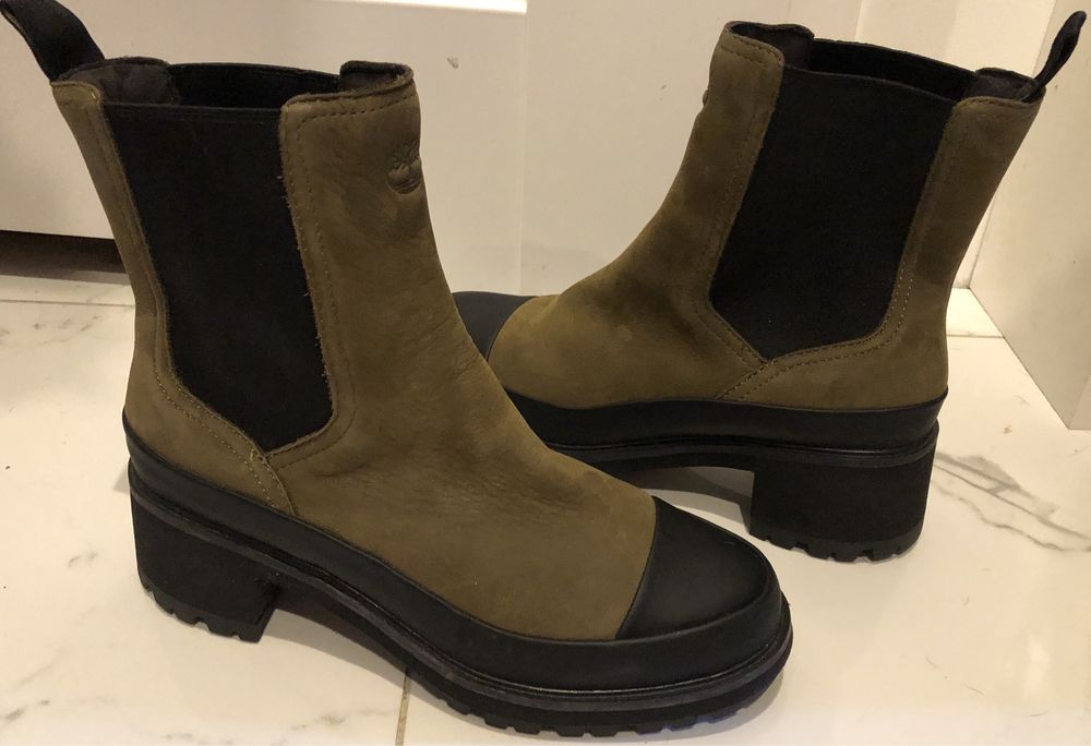 Timberland botki jesienne skórzane khaki czerń 40
