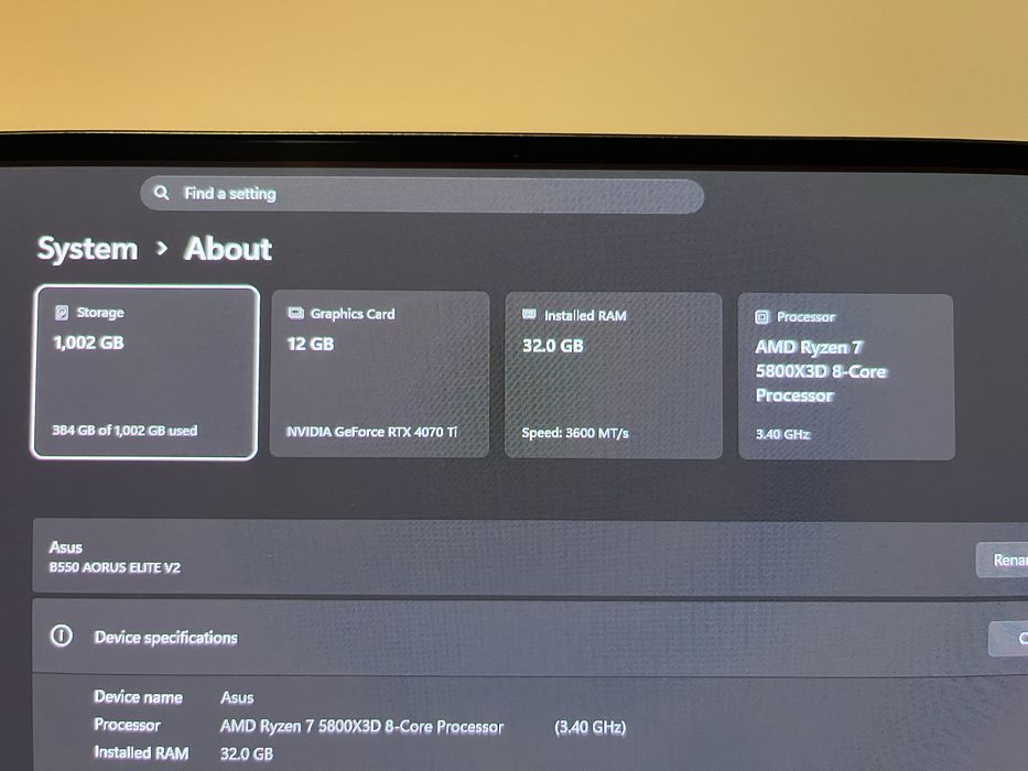 PC Gaming Ryzen7 5800X3D/32GB DDR4 3600HZ/4070TI/2xSSD1xHDD