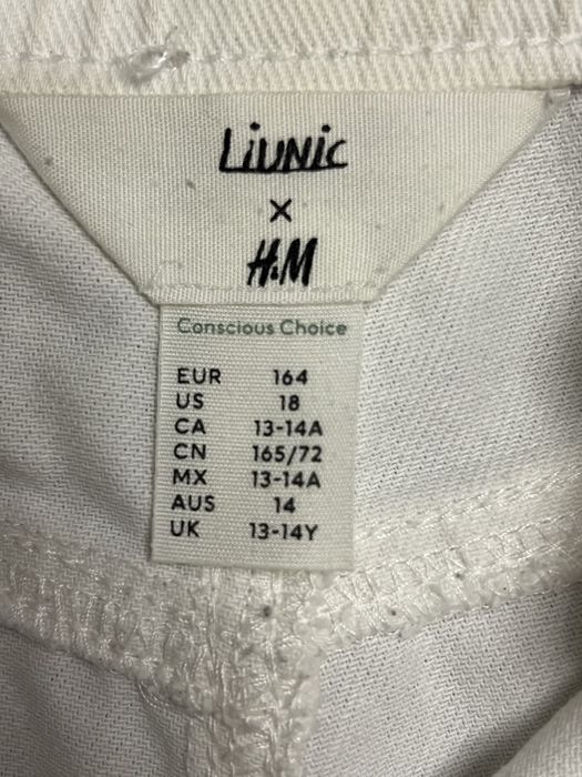 Білі джинси карго H&M на регульованій резинці на талії