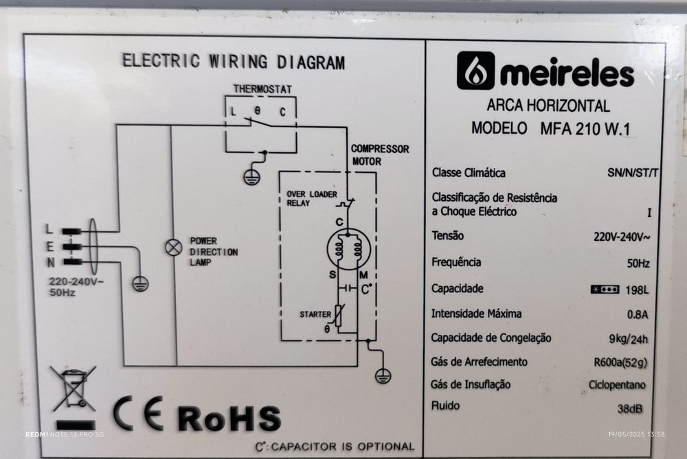Arca congeladora horizontal 200 litros