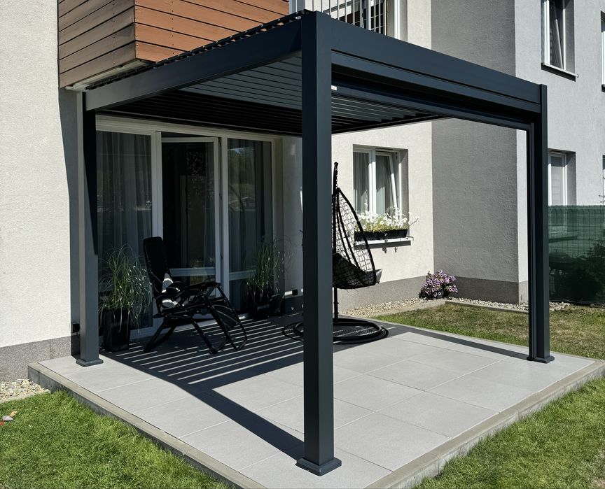 Pergola Ogrodowa 3x4 Aluminiowa Elektryczna LED Bioklimatyczna
