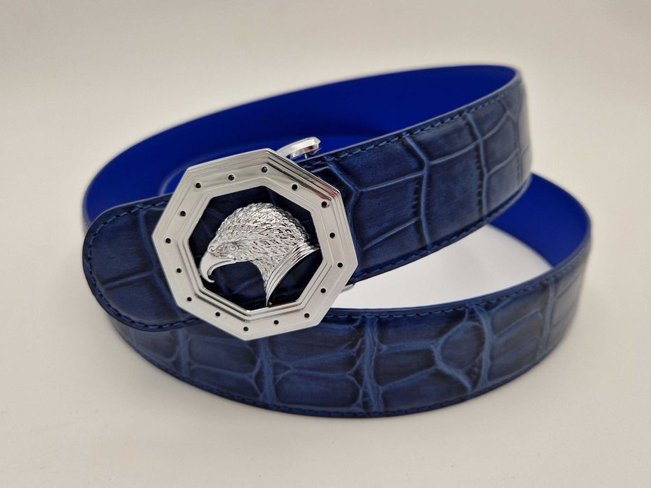 чоловічий синій ремінь Stefano Ricci. мужской синий ремень SR