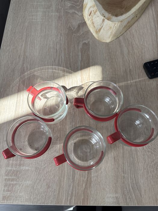 Szklanki z plastikowym uchwytem filizanki prl 6 szt.