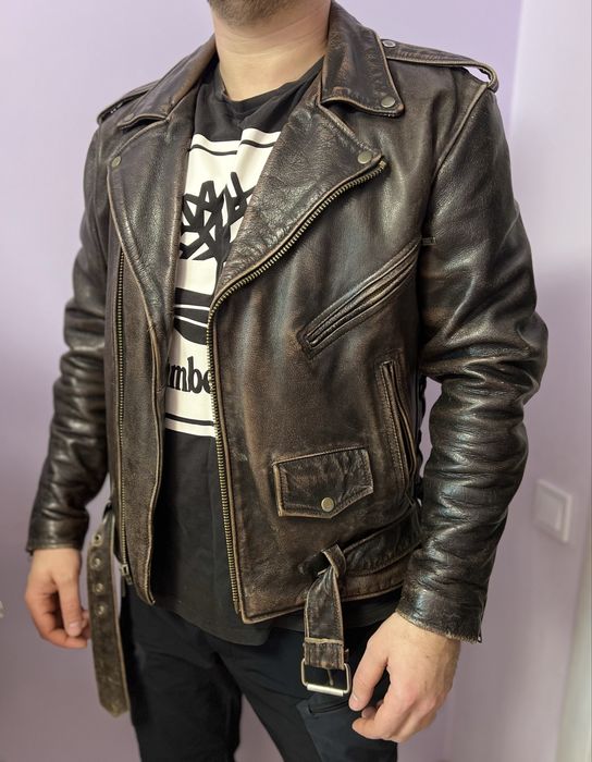 винтажная байкерская мотокуртка vintage x element кожанка косуха