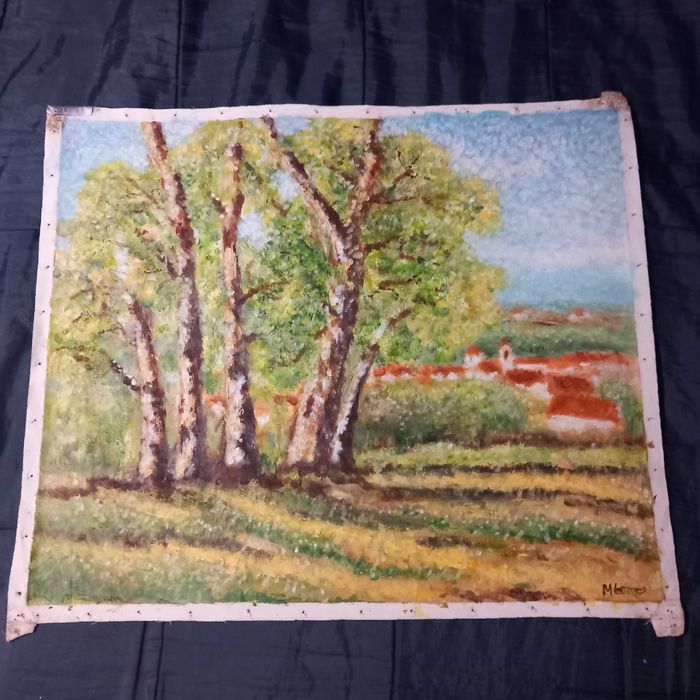 Pintura a óleo sobre tela sem moldura