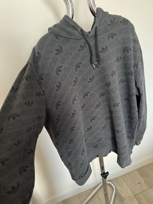 Bluza adidas originals szara kaptur logo all over rozmiar XL