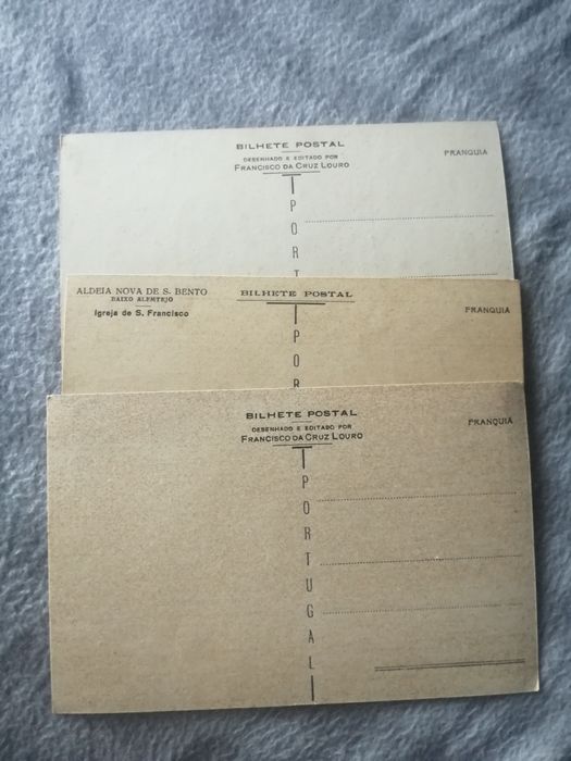 Conjunto de 3 postais desenhados muito antigos