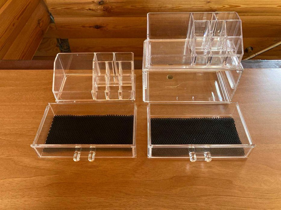 Органайзер для косметики настольный акриловый с 2-мя ящиками