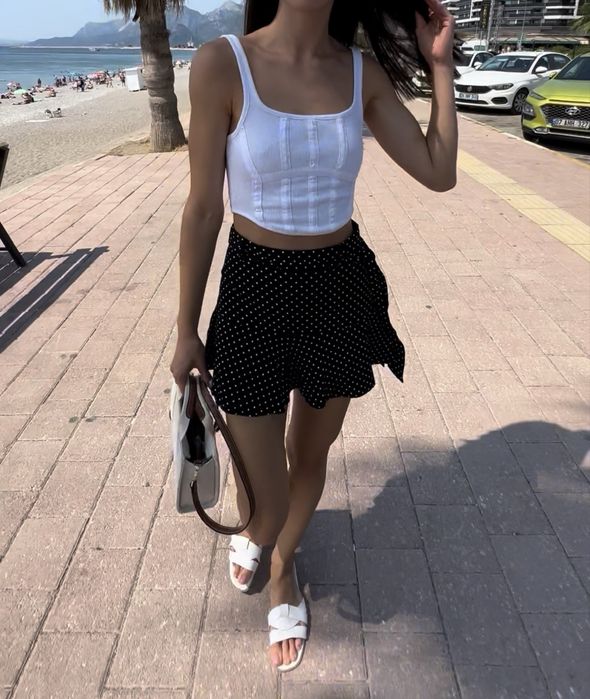 Мини юбка в горох
