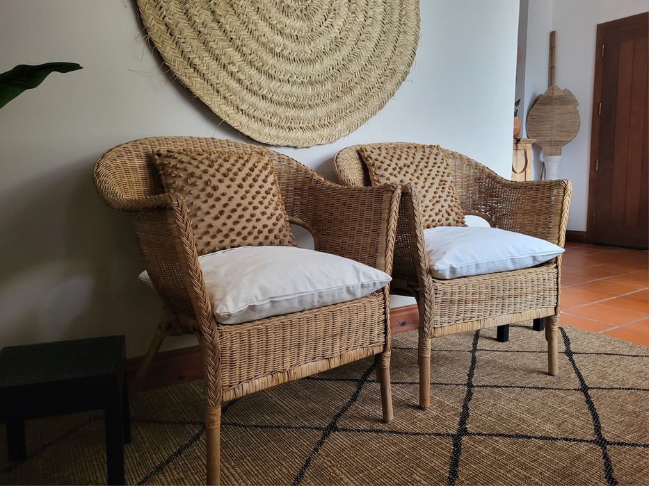 2 cadeiroes, poltrona, verga, rattan, rustico