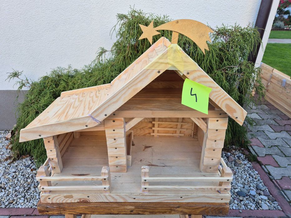 Szopka bożonarodzeniowa Duża Drewniana Światełka, nr 10