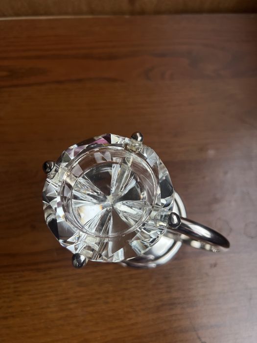 Весільний свічник Каблучка с діамантом 16х16 см метал скло