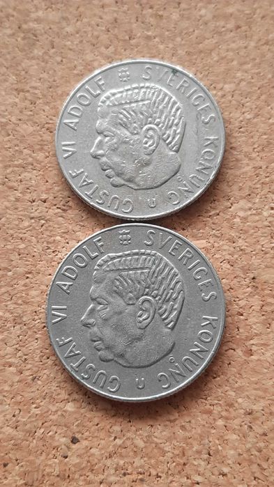 moneta 1 Korona szwedzka 1973 r - cena za 2 sztuki