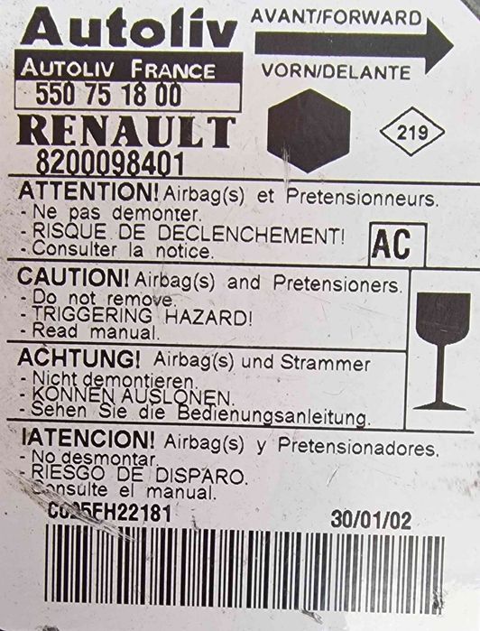 Centralina Airbag 550751800 - RENAULT KANGOO