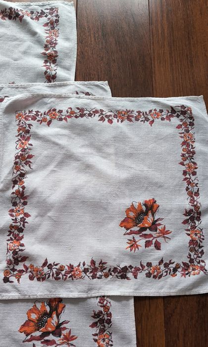 4 lniane serwetki vintage