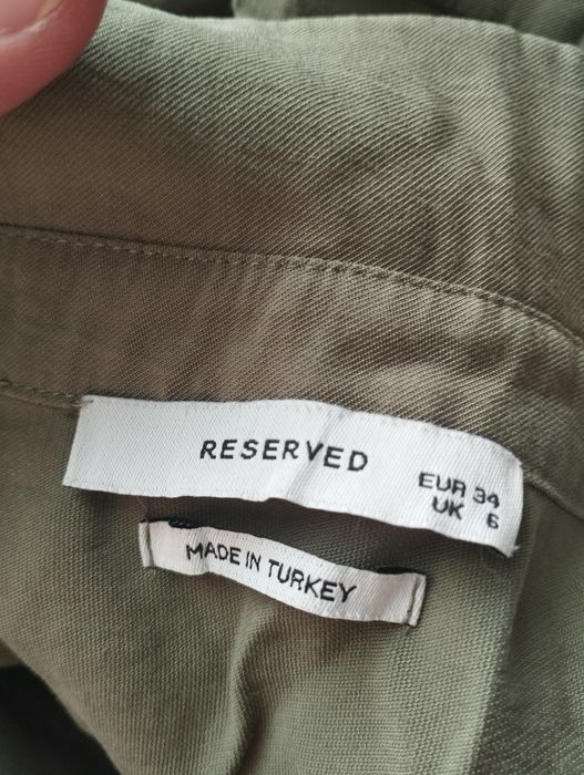 Sukienka midi khaki ciemno zielona 34 XS Reserved wiskoza