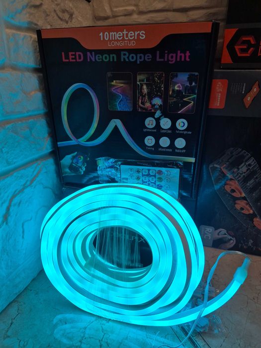 Розумна гнучка LED RGB неонова стрічка 10 м з USB, пультом і Bluetooth