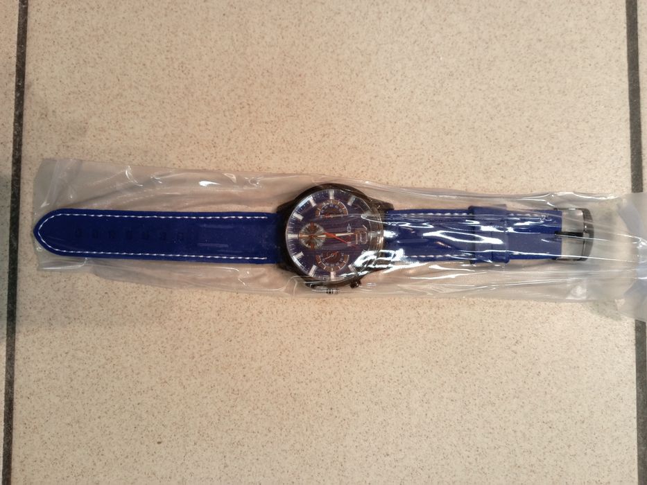 Zegarek męski niebieski elegancki sportowy pasek modny stylowy nowy
