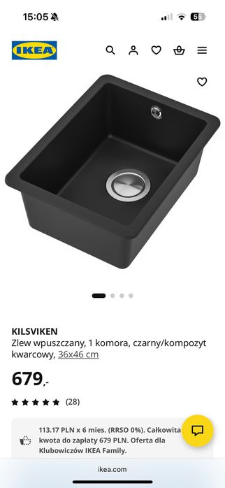 Zlew KILSVIKEN czarny ikea nowy
