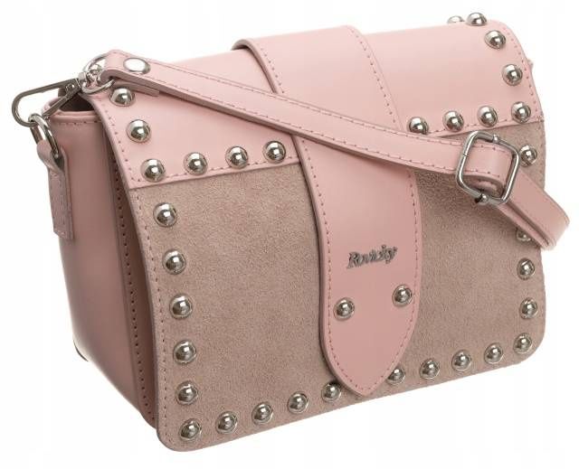 skórzana listonoszka damska z ćwiekami - rovicky