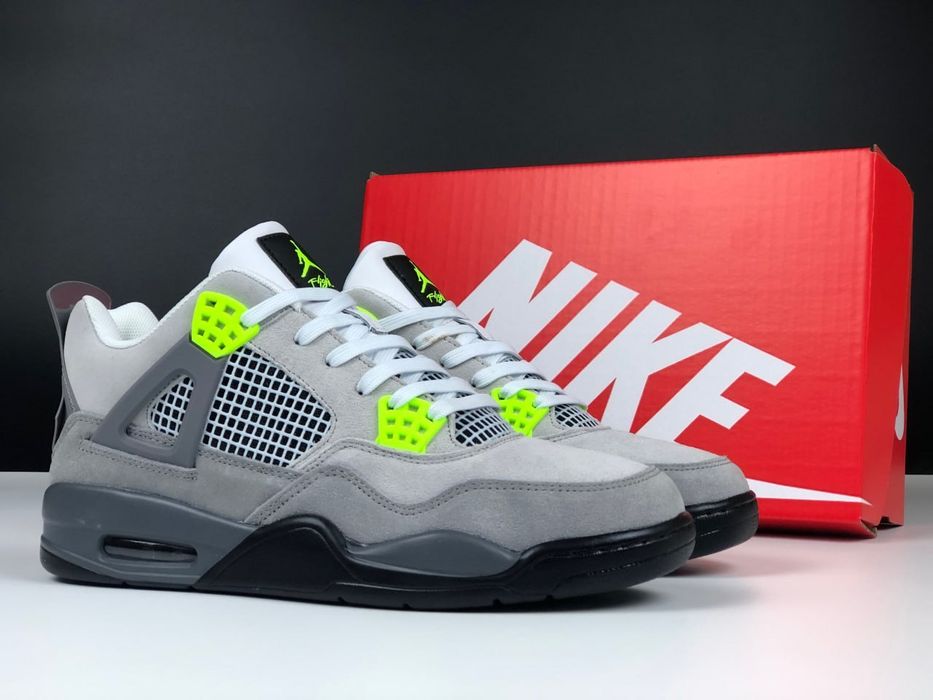 SALE! Nike Air Jordan Retro 4 Grey/Green 40 41 42 43 44 45