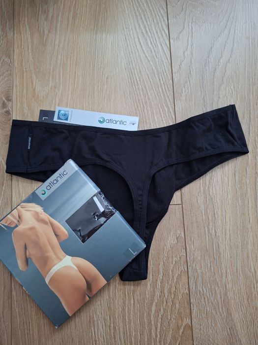 Stringi damskie Atlantic, rozmiar L, kolor czarny