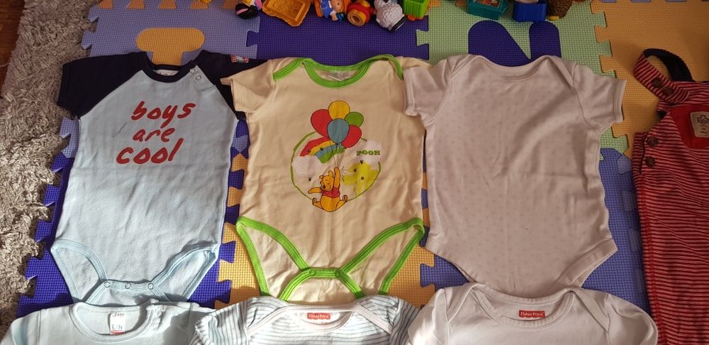 Zestaw piżama body krótki długi rękaw spodnie rampersy 86 / 92