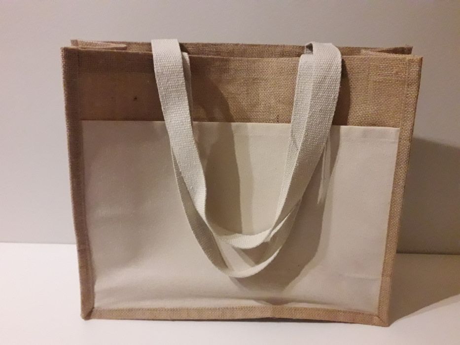 Sacola de juta e algodão
