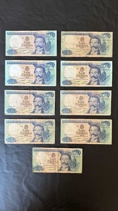 Lote 9 Notas - 100 Escudos - 1965