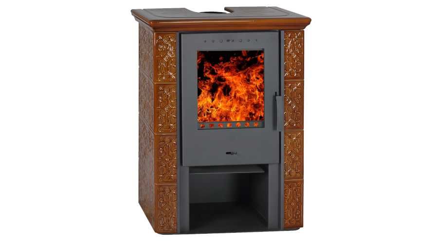 Piecyk kominek z kafli na drewno FLAMA Jasmin Honey 6kW