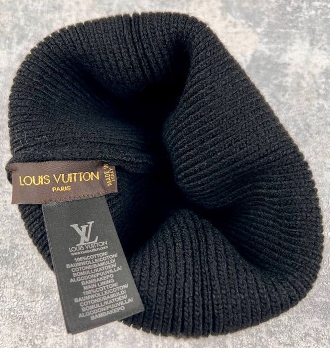 Шапка Louis Vuitton чорна чоловіча шапка луї віттон чорна чоловіча