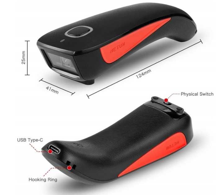 NETUM C990 Bezprzewodowy Bluetooth Skaner Kodów QR 1D/2D,czytnik kodów