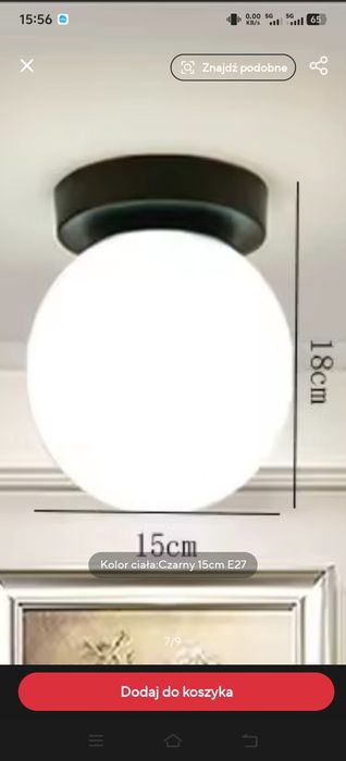 Lampa sufitowa e27 kula