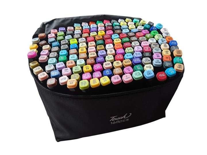 Набор двусторонних скетч маркеров 168штук Touch Raven в чехле есть опт