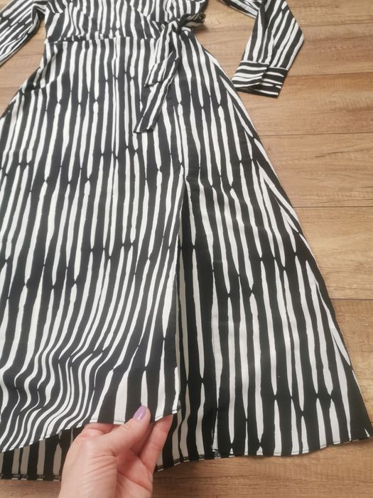 Sukienka New Look 36 S maxi midi czarna z białym