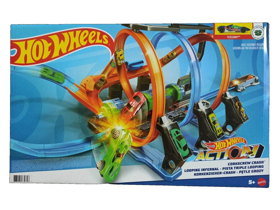 NOWY Tor samochodowy HOT WHEELS Pętle grozy FTB65 1:64 z autkiem