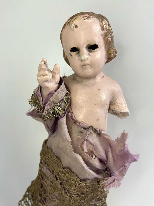 Antiga Escultura bebê de Jesus em gesso