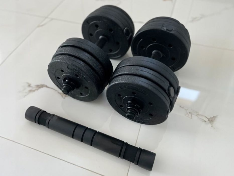 NOWE Hantle bitumiczne Zestaw 20kg 2w1 2x10kg + gryf sztanga