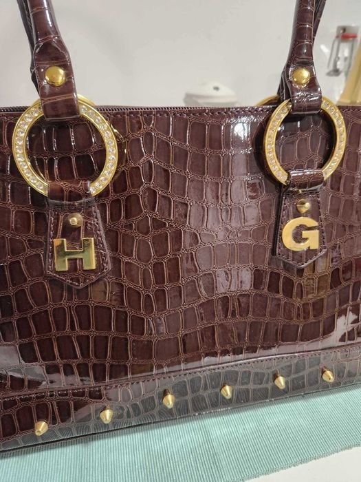 nowa torba torebka POMPOOS o wym. 37x22 cm złote cekiny diamenty