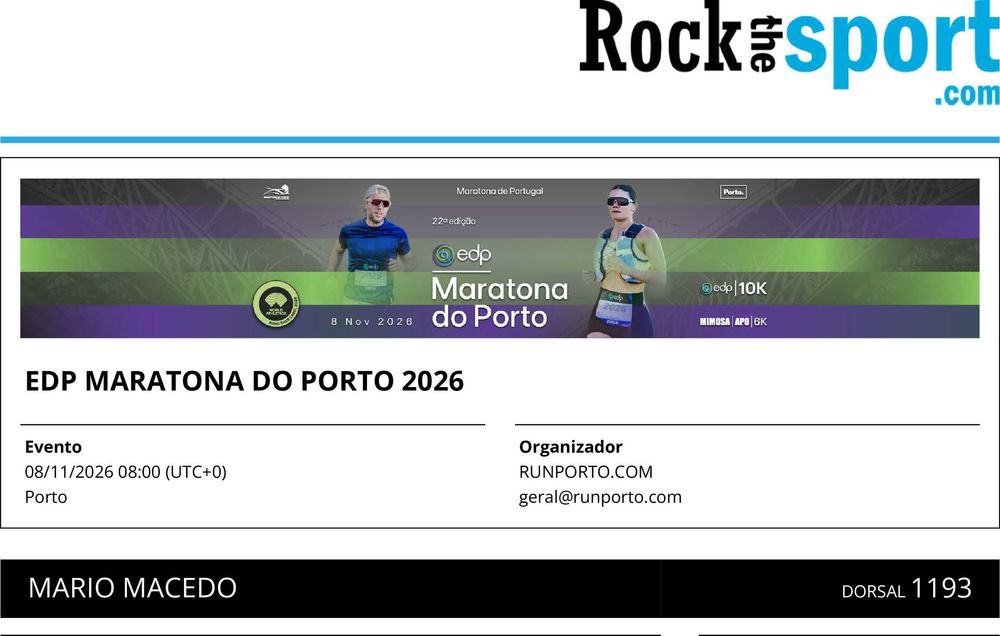 Dorsal maratona do Porto