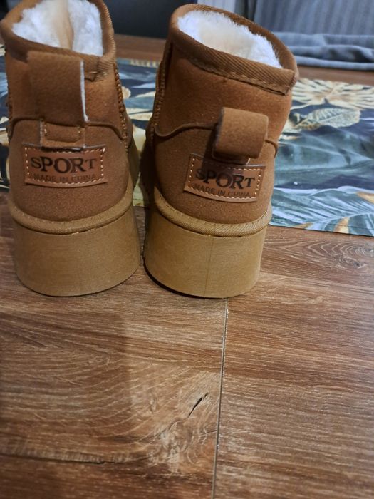 Śniegowce na platformie kolor camel brąz rozmiar 36