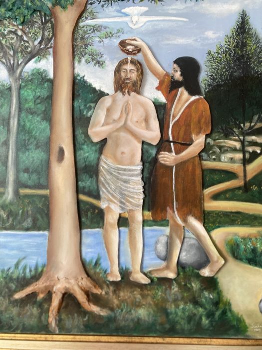 Quadro Batismo de Jesus emoldurado