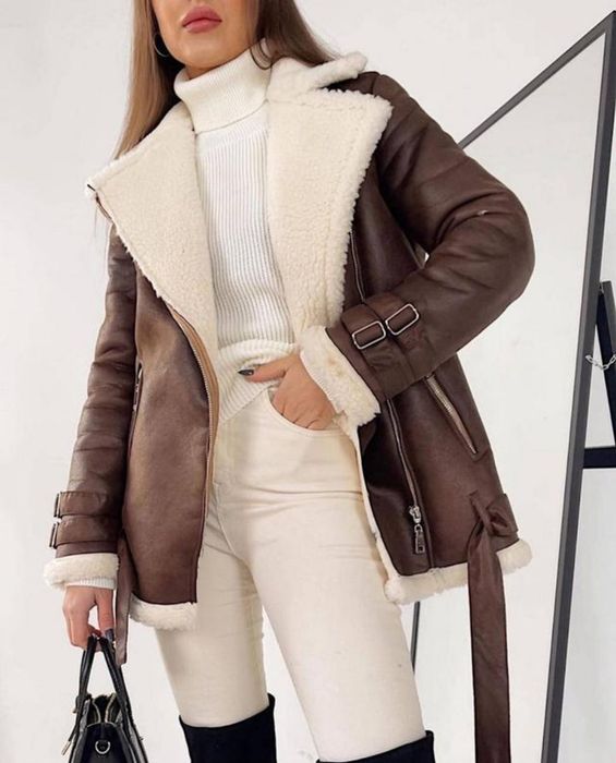 Зимова дублянка авіатор з екошкіри