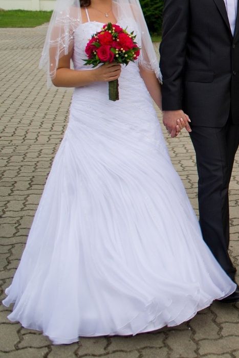 Suknia ślubna - rozmiar 36-40, 128cm dla Pani około 160cm wzrostu