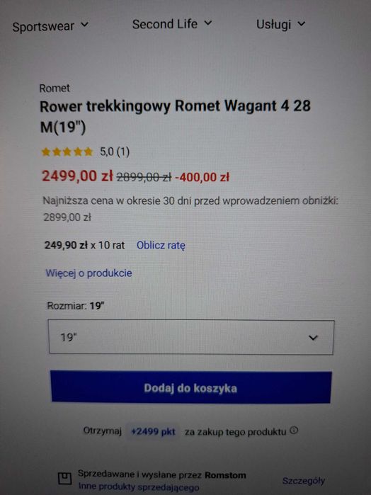 Rower męski 21" koła 28c Romet Wagant 4