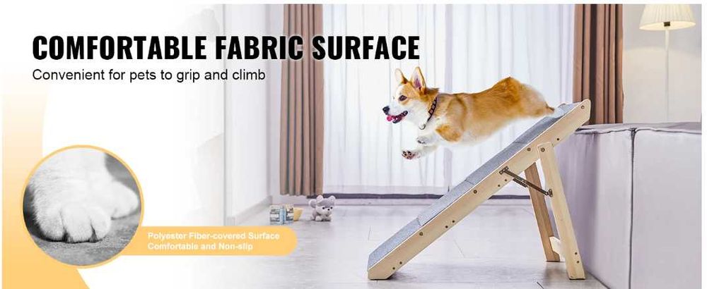 Escada e Rampa 2-em-1 Dobrável para Pets – Madeira- Suporta cães