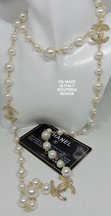 Naszyjnik korale cc sztuczne perły chanel