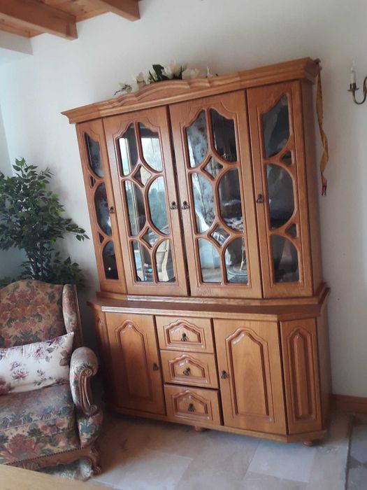 Witryna kredens dębowy