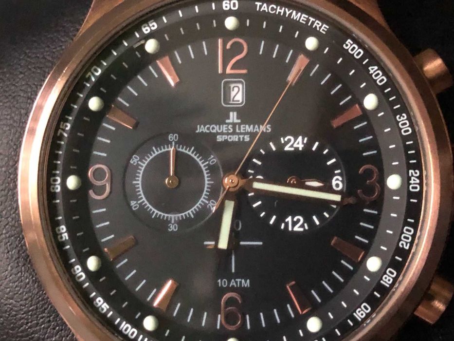 ЧАСЫ Кварцевые JACQUES LEMANS /  БРУТАЛЬНЫЕ бронзовые Большие часы