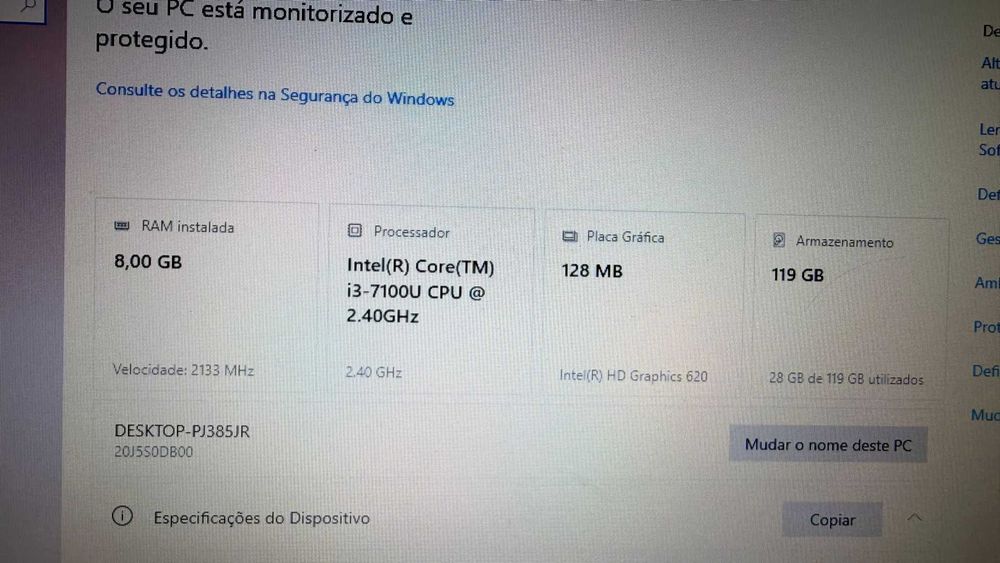 Lenovo ThinkPad L470 | i3 7ª Gen | 8GB RAM | SSD Samsung | Bateria Nova (6 Ciclos)